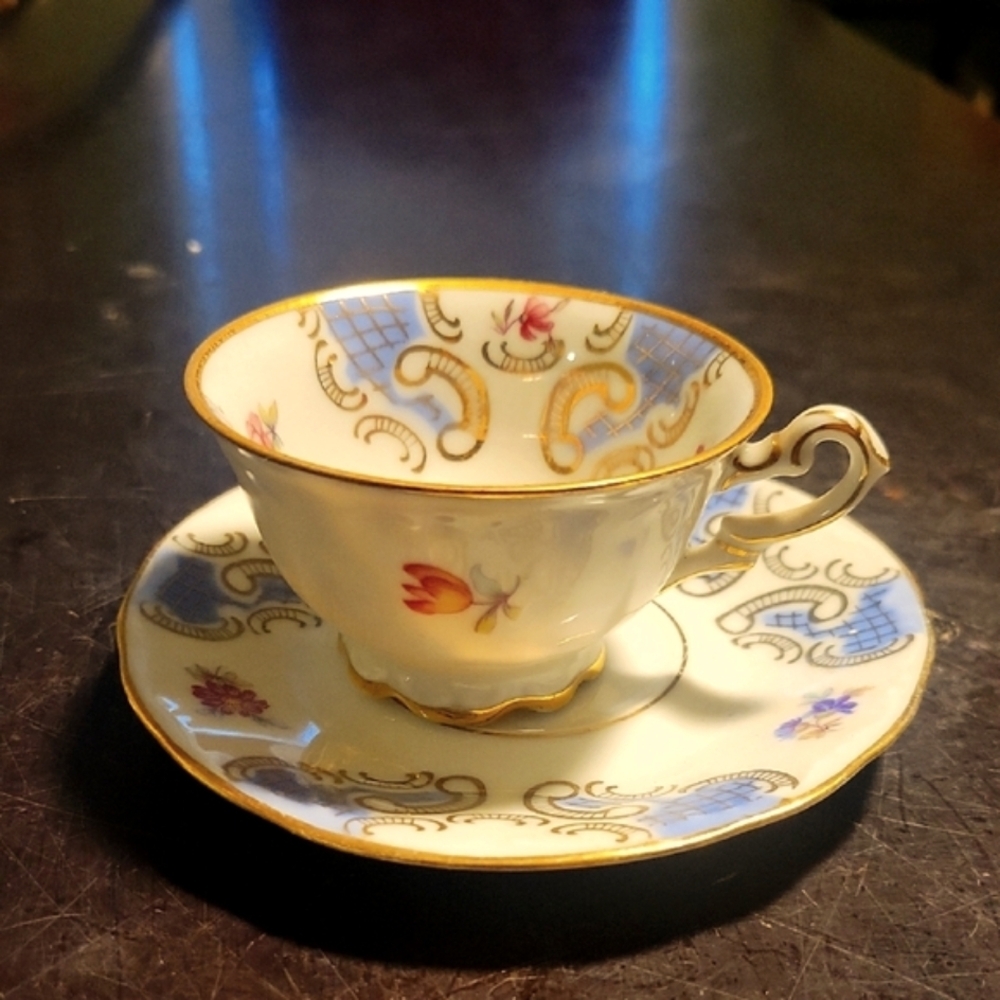 Germany Bavaria US Zone 9 Demitasse Floral Cup and Saucer